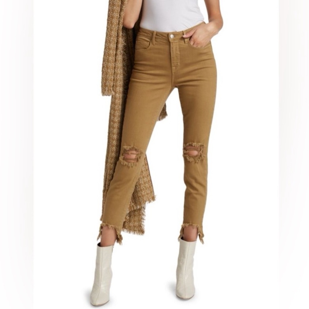 L'AGENCE High Line Skinny Distressed Sahara Jeans — 24
